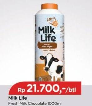 Promo Harga Milk Life Fresh Milk Cokelat 1000 ml - TIP TOP