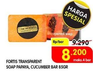 Promo Harga FORTIS Transparent Soap Cucumber, Papaya 85 gr - Superindo