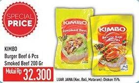 Promo Harga KIMBO Burger Sapi Istimewa 6s / Smoked Beef 200gr  - Hypermart