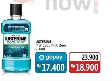 Promo Harga Listerine Mouthwash Antiseptic Cool Mint, Zero 250 ml - Alfamidi