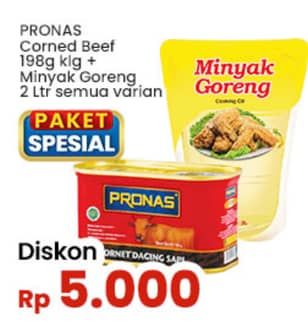 Promo Harga Pronas Corned Beef + Minyak Goreng  - Indomaret