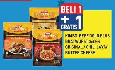 Promo Harga Kimbo Gold Plus Bratwurst Original, Chilli Lava, Butter Cheese 360 gr - Hypermart