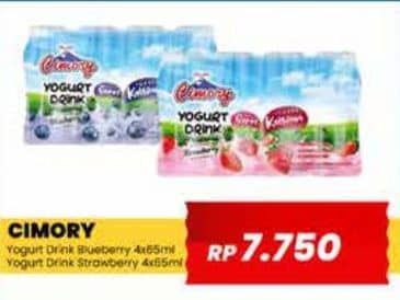 Promo Harga Cimory Yogurt Drink Blueberry, Strawberry per 4 botol 70 ml - Yogya