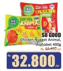 Promo Harga SO GOOD Chicken Nugget Animal, Alphabet 400 gr - Hari Hari