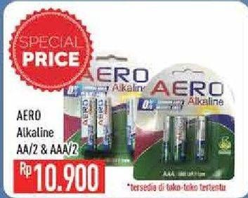 Promo Harga AERO Alkaline Battery AA, AAA 2 pcs - Hypermart