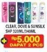 Promo Harga CLEAR / DOVE / SUNSILK Shampoo  - Hypermart