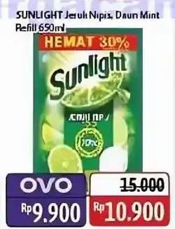 Promo Harga Sunlight Pencuci Piring Jeruk Nipis 100, Anti Bau With Daun Mint 650 ml - Alfamidi