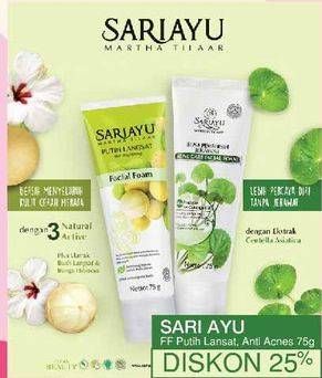 Promo Harga SARIAYU Facial Foam Anti Acne / Putih Langsat 75 gr - Yogya