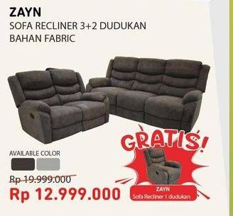 Promo Harga COURTS Zayn Sofa Recliner 3+2 Dudukan Bahan Fabric  - Courts
