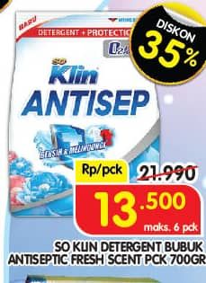 Promo Harga So Klin Antisep Detergent Fresh Scent 700 gr - Superindo