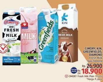 Promo Harga CIMORY/ KIN/ GREENFIELDS/ DIAMOND Fresh Milk 946-1000 mL  - LotteMart