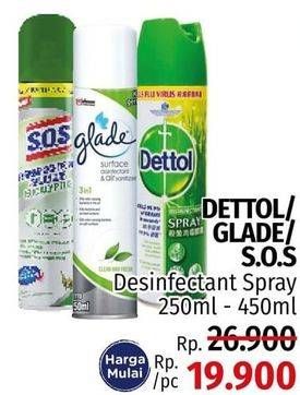 Promo Harga Dettol/Glade/SOS Desinfectant Spray  - LotteMart