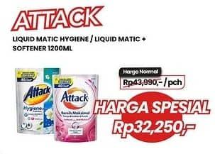 Promo Harga Attack Detergent Liquid Hygiene Plus Protection, Plus Softener 1200 ml - Carrefour