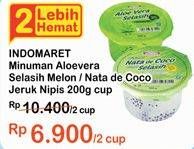 Promo Harga INDOMARET Nata De Coco Aloevera Selasih Melon, Selasih Jeruk Nipis per 2 pcs 200 gr - Indomaret