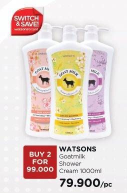 Promo Harga WATSONS Goats Milk Brightening Shower Cream All Variants 1000 ml - Watsons