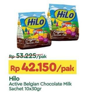 Promo Harga Hilo Belgian Chocolate Milk per 10 sachet 30 gr - TIP TOP