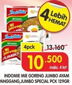 Promo Harga INDOMIE Mi Goreng Jumbo Ayam Panggang, Spesial per 4 pcs 129 gr - Superindo