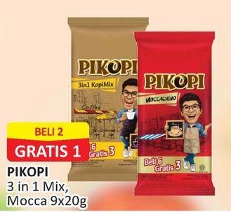 Promo Harga Pikopi 3 in 1 Kopi Mix Moccachino, Coffeemix per 9 pcs 20 gr - Alfamart