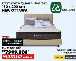Promo Harga Airland New Ottawa Complete Queen Bed Set 160 X 200 Cm  - COURTS