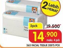 Promo Harga 365 Facial Tissue per 2 pouch 200 pcs - Superindo