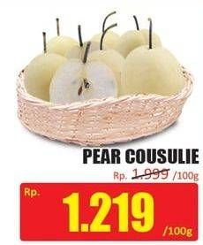 Promo Harga Pear Cousulie per 100 gr - Hari Hari