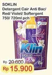 Promo Harga So Klin Liquid Detergent + Anti Bacterial Red Perfume Collection, + Anti Bacterial Violet Blossom, + Softergent Soft Sakura, + Softergent Pink 750 ml - Indomaret