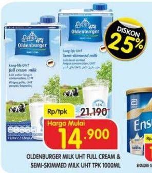 Promo Harga Oldenburger UHT Full Cream, Semi-Skimmed 1000 ml - Superindo