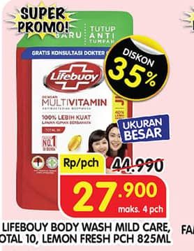 Promo Harga Lifebuoy Body Wash Mild Care, Total 10, Lemon Fresh 850 ml - Superindo