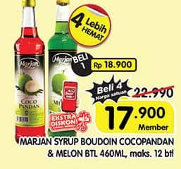 Promo Harga Marjan Syrup Boudoin Cocopandan, Melon 460 ml - Superindo