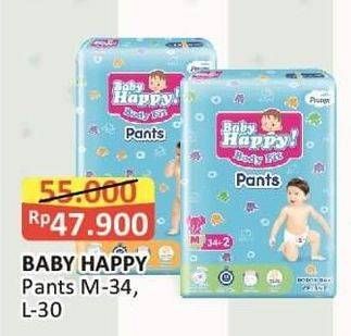 Promo Harga Baby Happy Body Fit Pants M34, L30 30 pcs - Alfamart