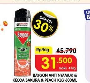 Promo Harga Baygon Insektisida Spray Japanese Peach 600 ml - Superindo