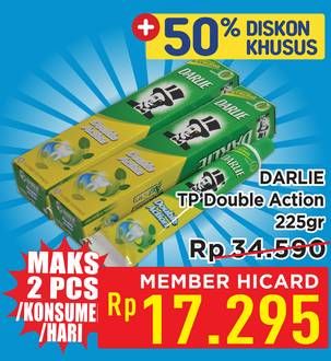Promo Harga Darlie Toothpaste Double Action Mint, Double Action Fresh Clean 225 gr - Hypermart