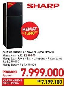 Promo Harga SHARP SJ-IG571PG-BK Refrigerator 2 Door  - Carrefour
