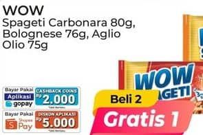 Promo Harga WOW Spageti Aglio Olio, Cream Carbonara, Meaty Bolognese 75 gr - Alfamart