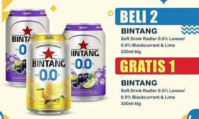 Promo Harga Bintang Radler Zero Blackcurrant Lime, Lemon 330 ml - Indomaret