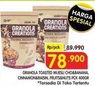 Promo Harga HUNDRED SEEDS Toasted Muesli Granola Creations Cinnamon Raisin, Dark Choco Banana, Fruits Nuts 400 gr - Superindo