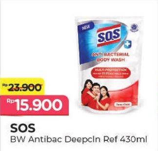 Promo Harga SOS Anti Bacterial Body Wash 430 ml - Alfamart