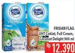 Promo Harga FRISIAN FLAG Susu UHT Purefarm Full Cream, Chocolate, Coconut Delight 900 ml - Hypermart