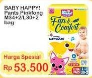 Promo Harga Baby Happy Baby Diapers Pants Fun & Comfort M34+2, L30+2 32 pcs - Indomaret