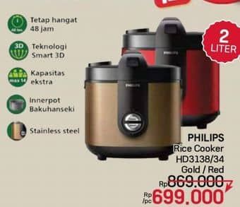 Promo Harga Philips HD3138/34 Rice Cooker  - LotteMart