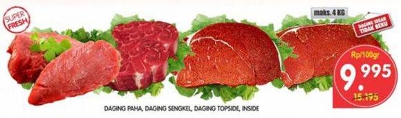 Promo Harga Daging Topside / Inside / Paha / Sengkel 100gr  - Superindo