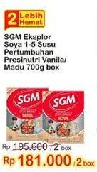 Promo Harga SGM Eksplor Soya 1-5 Susu Pertumbuhan Vanila, Madu per 2 box 700 gr - Indomaret