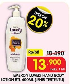 Promo Harga Emeron Lovely Naturals Hand Body Lotion 400 ml - Superindo