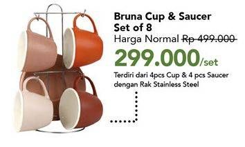 Promo Harga Cup & Saucer Set Bruna 8 pcs - Carrefour