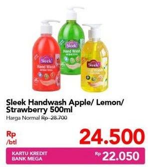 Promo Harga SLEEK Hand Wash Antibacterial Apple, Strawberry, Lemon 500 ml - Carrefour