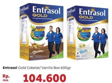Promo Harga ENTRASOL Gold Susu Bubuk Chocolate, Vanilla 600 gr - Carrefour
