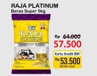 Promo Harga Raja Platinum Beras Slyp Super 5000 gr - Alfamart