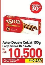 Promo Harga ASTOR Wafer Roll Double Chocolate 150 gr - Carrefour