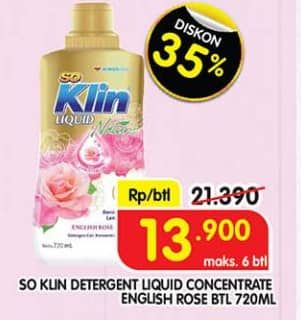 Promo Harga So Klin Liquid Detergent Nature English Rose 720 ml - Superindo