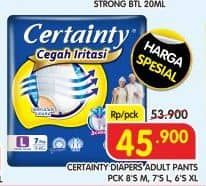 Promo Harga Certainty Adult Diapers Pants XL6, M8, L7 6 pcs - Superindo